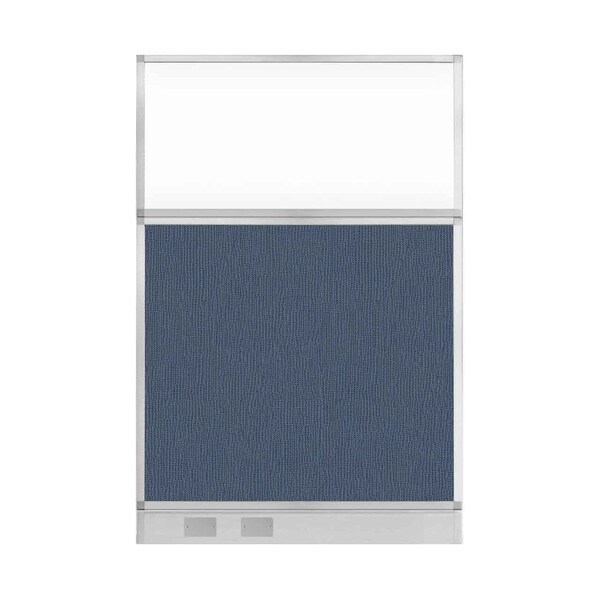 Hush Panel Configurable Cubicle Partition 4' x 6' Ocean Fabric Clear Window w/ Cable Channel